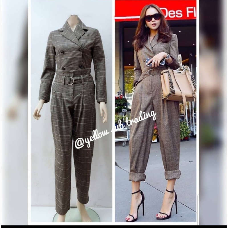 Plaid Overall Jumpsuit 
