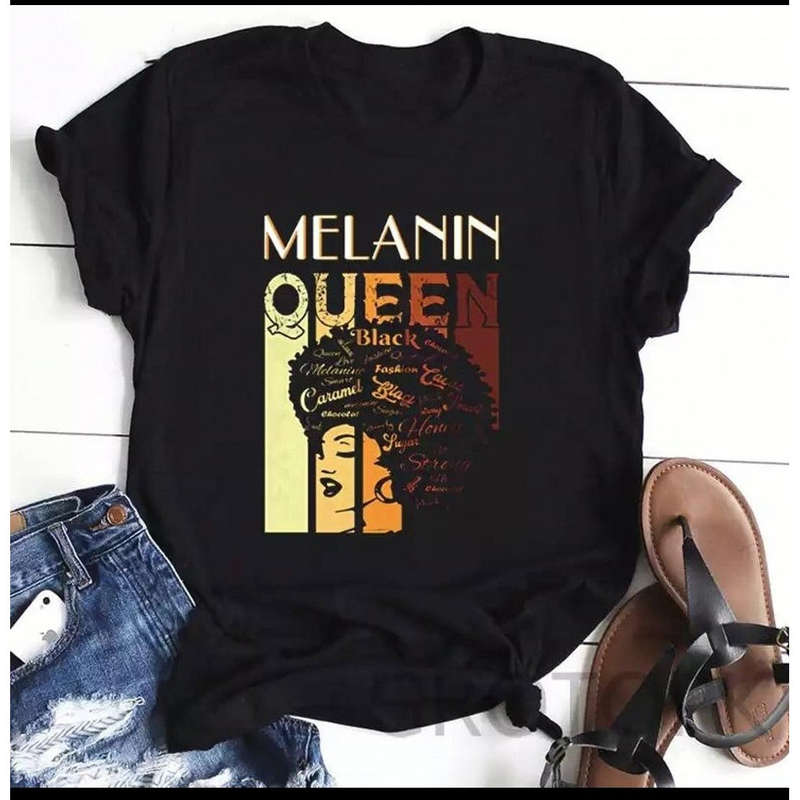 Melanin queen print T-shirt - WHITE / L
