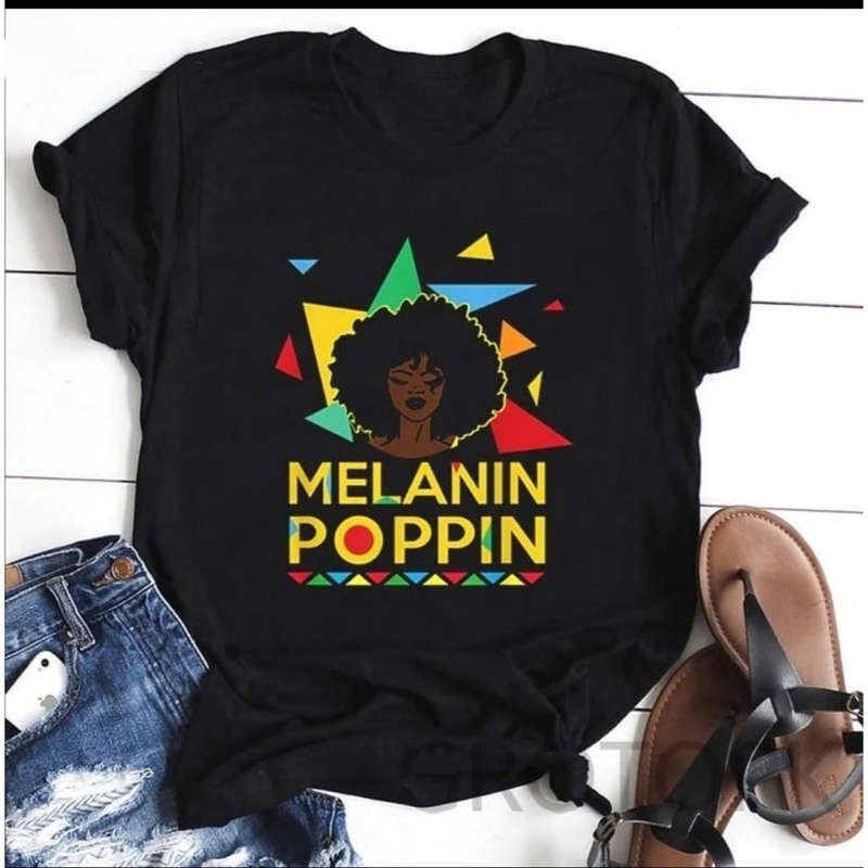 Melanin Poppin print T-shirt