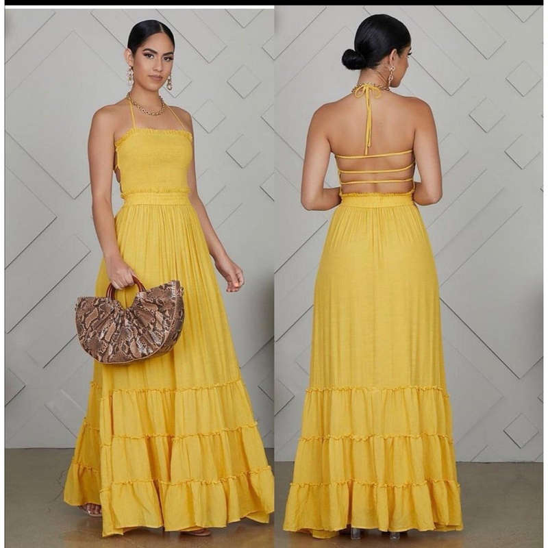 Backless Maxi Dress - MAROON / XXL
