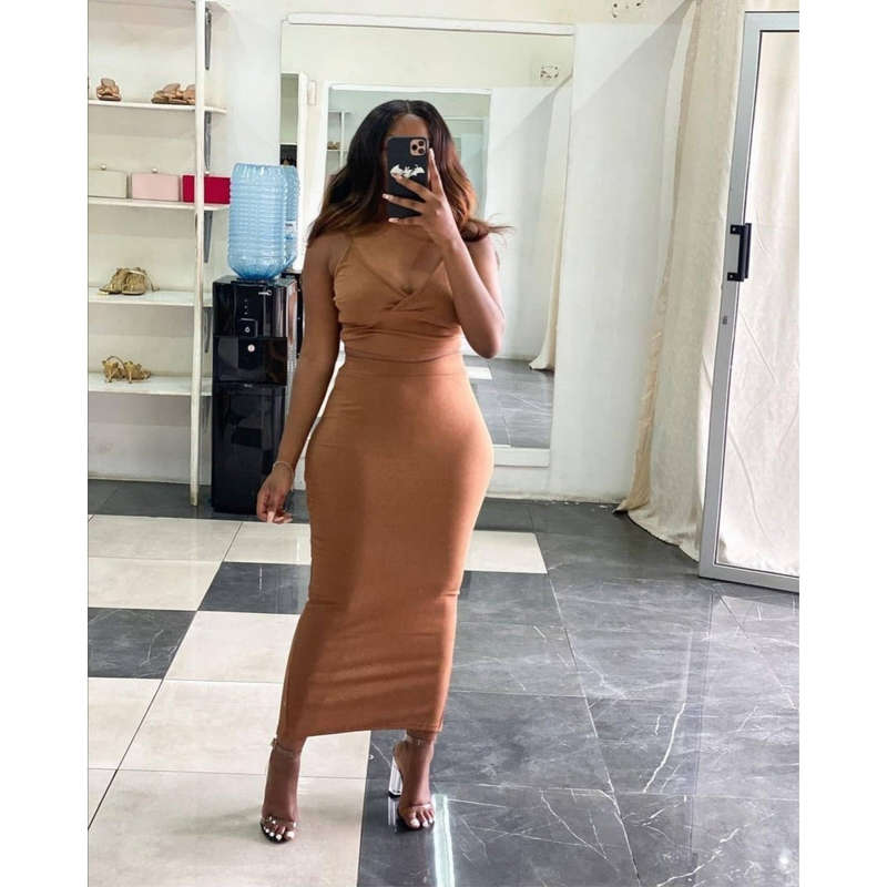 Deep V-Neck Sexy Two Piece Set 
