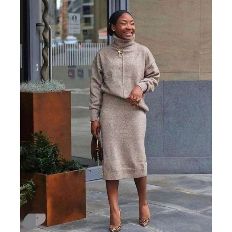 Knitted Sweater Set - YELLOW / XXL