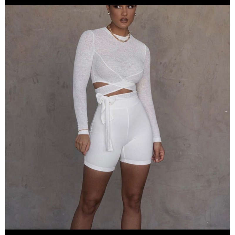 Long-Sleeved Round Neck Cutout Top