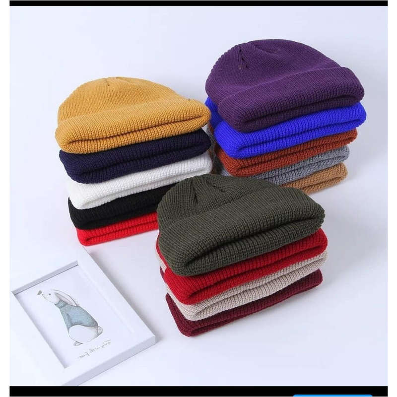 Beanie Unisex Knitted Hat - BROWN