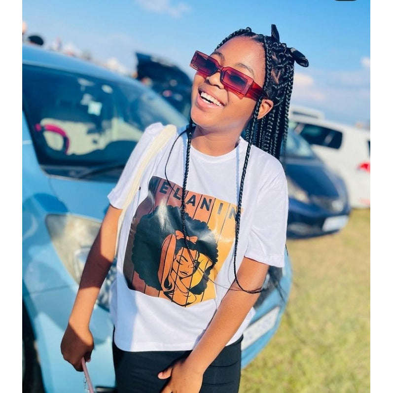 Melanin print T-shirt - WHITE / S