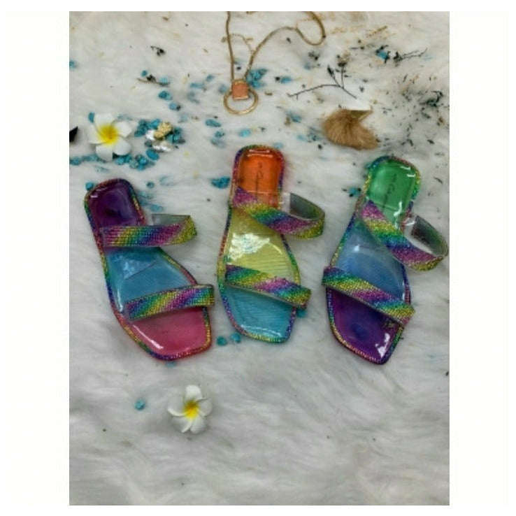 Open toe Color Rhinestones Slippers