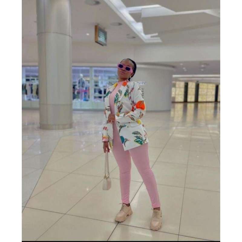 Double Breasted Print Blazer - M