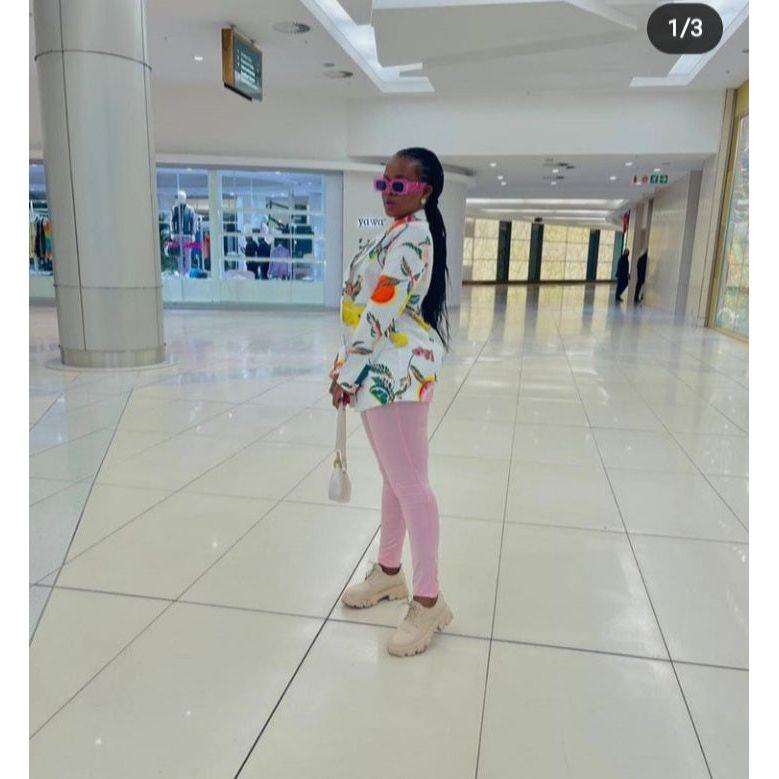 Double Breasted Print Blazer - M