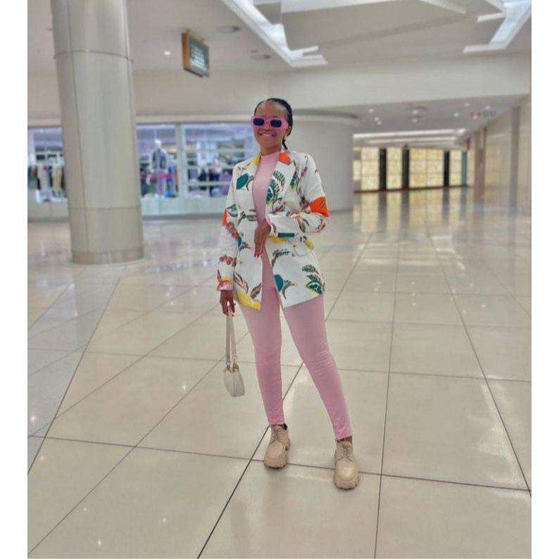 Double Breasted Print Blazer - M