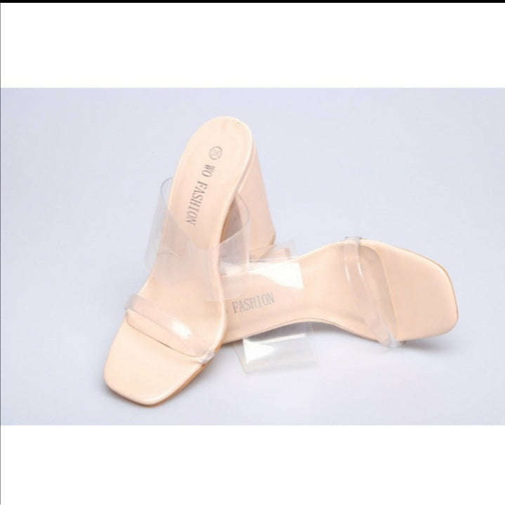 Transparent stiletto high heels