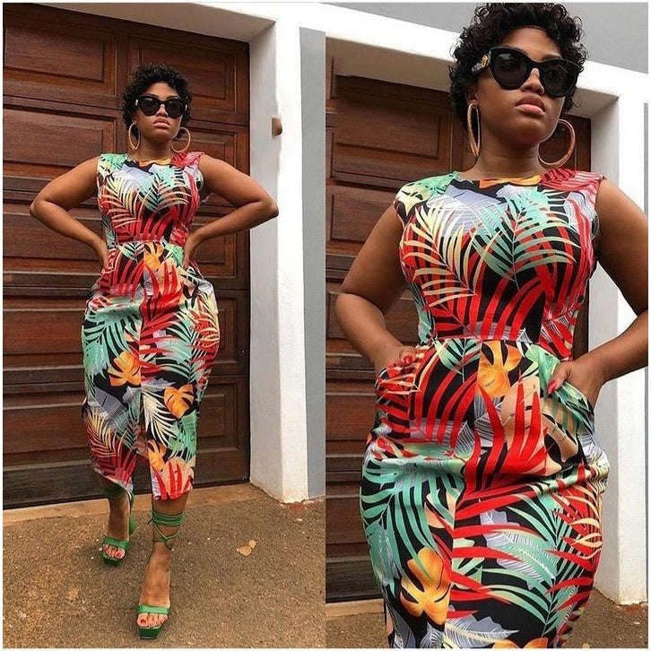 Sleeveless Floral Bodycon Dress