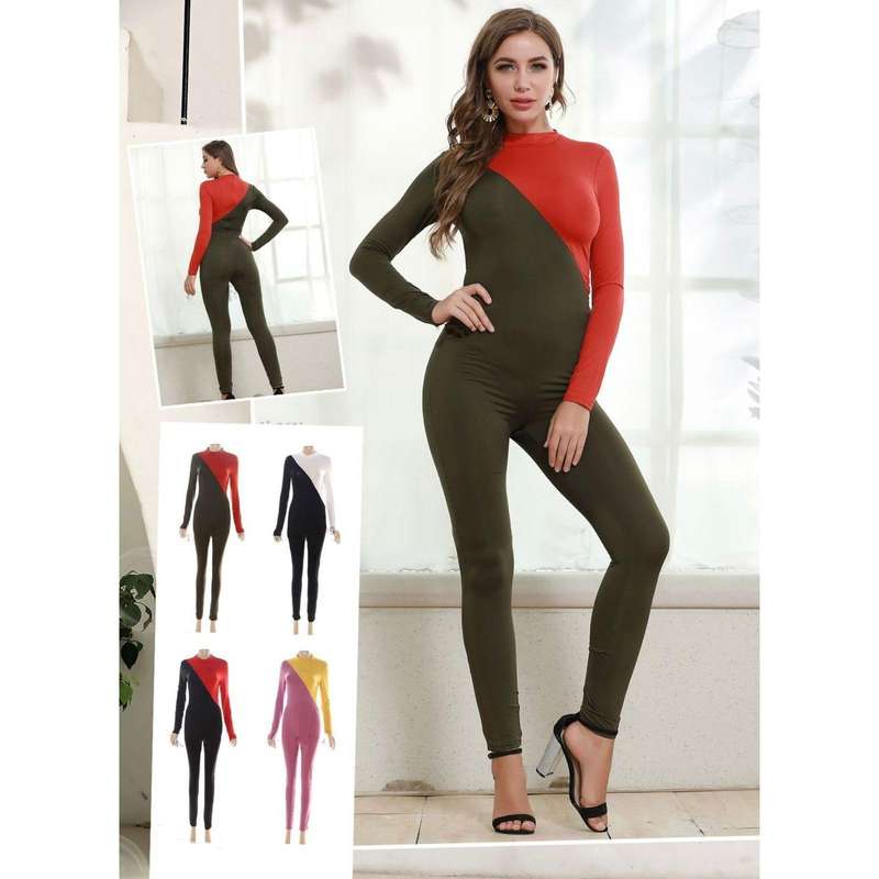 Color Stitched Bodycon Jumpsuit