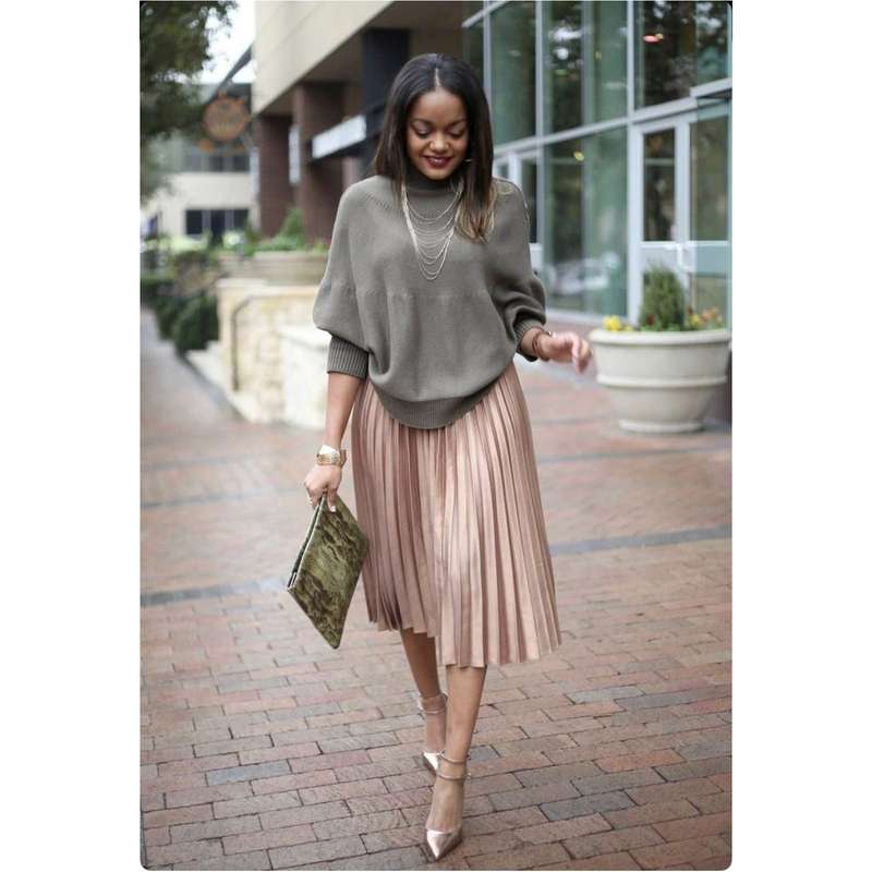 Satin Long Pleated Skirts