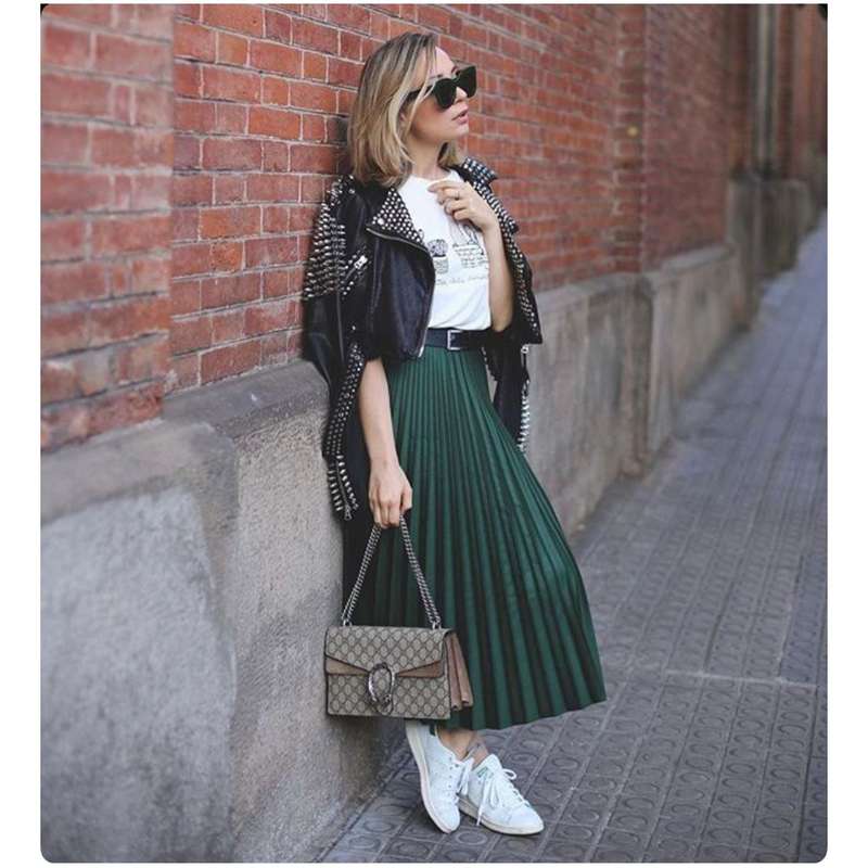 Satin Long Pleated Skirts