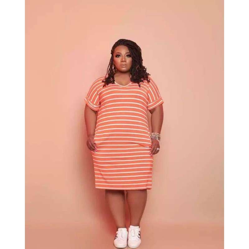 Casual Plus Size Stripe Print Dress