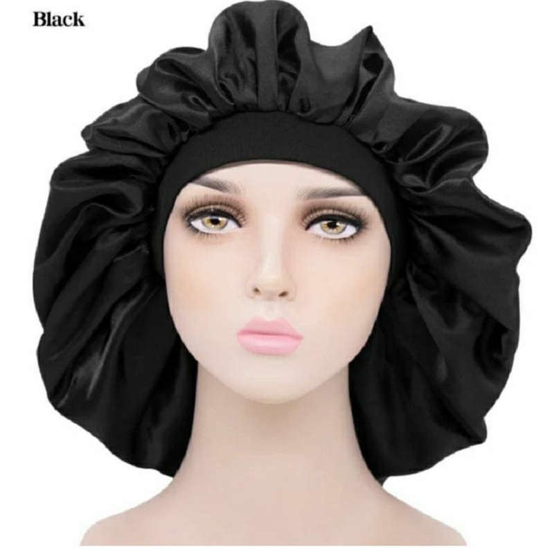 Satin Hair Bonnet Bed Hat Head Cover - PINK