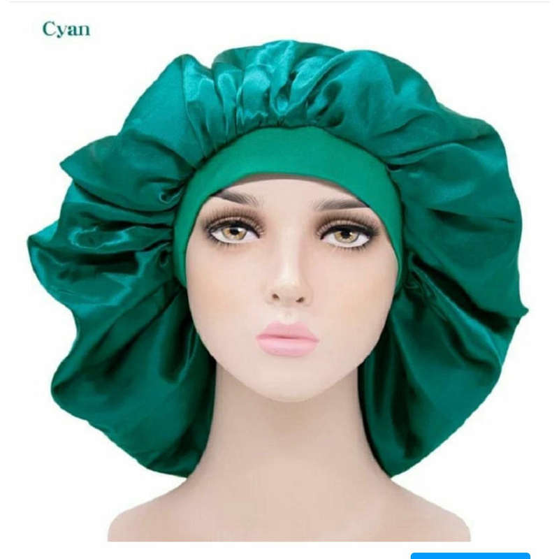 Satin Hair Bonnet Bed Hat Head Cover - PINK