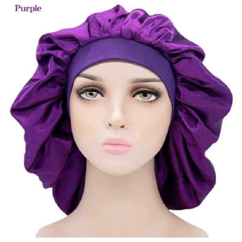 Satin Hair Bonnet Bed Hat Head Cover - PINK