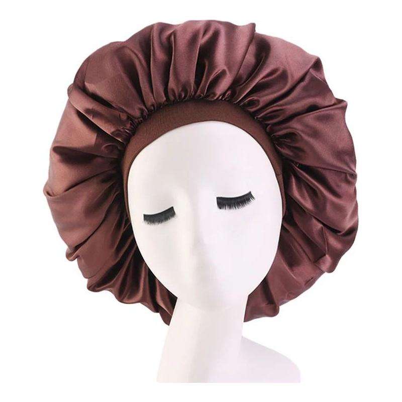 Satin Hair Bonnet Bed Hat Head Cover - PINK