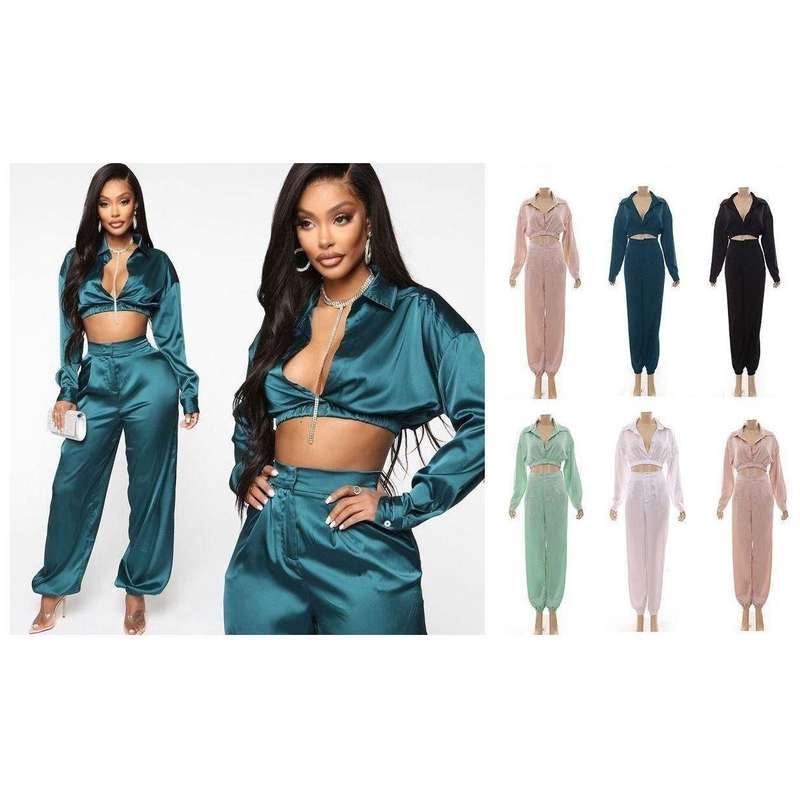High five Satiny Jogger & Crop Top Se