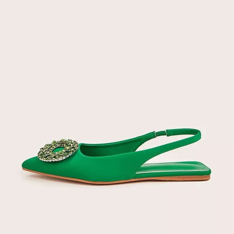 Slingback Flat Rhinestone Sandals - ROSE PINK / 4