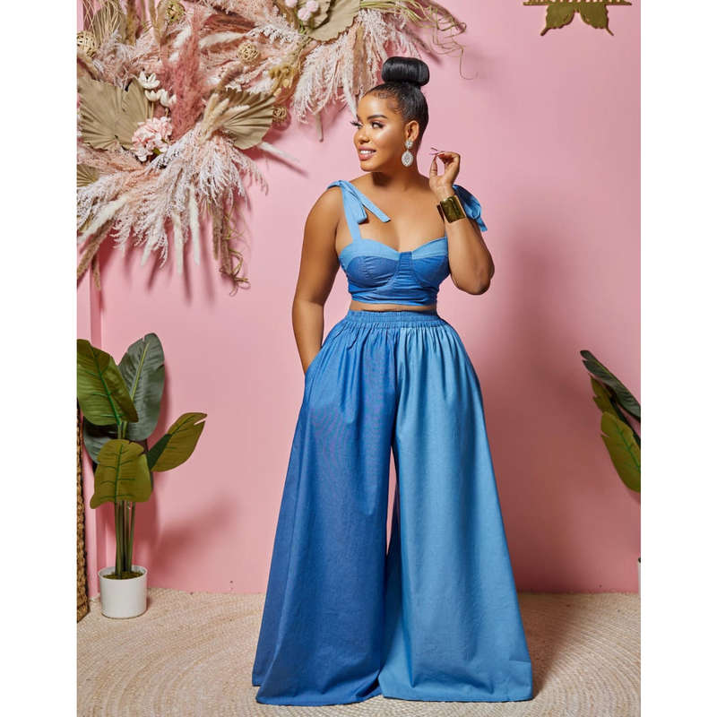 Palazoo Pant & Crop Top Denim Set