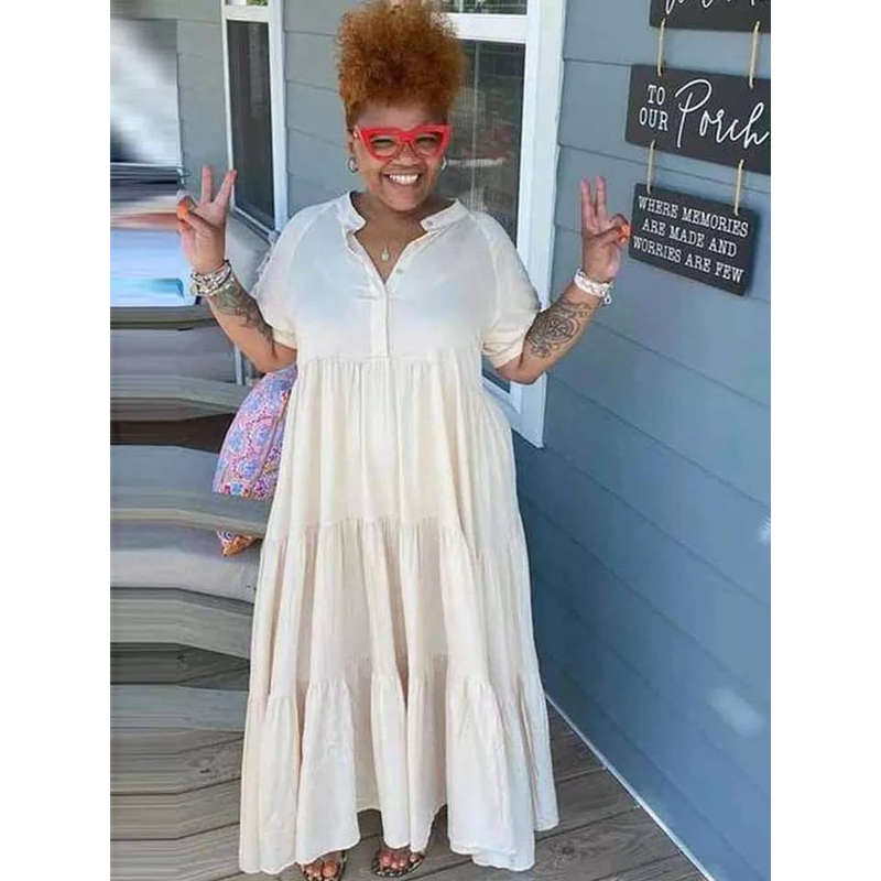 Short Sleeve V-Neck Bubble Dress