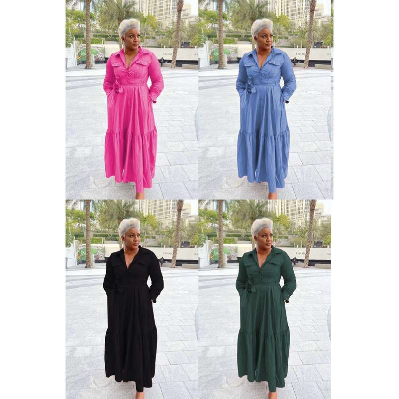 Maxi Belted Solid color dress