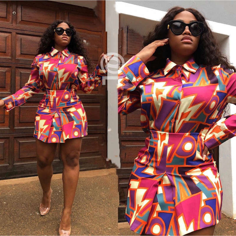 High Waisted Skirt Soft Button Shirt Suit