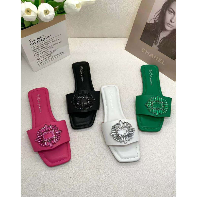 Rhinestone Leather Sandals