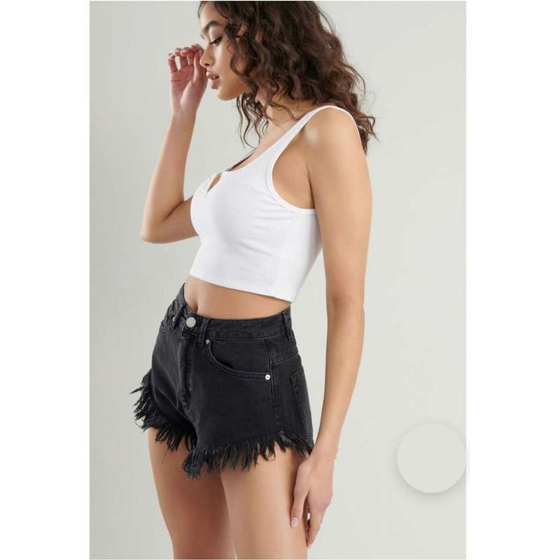 Distressed Black Bam Short