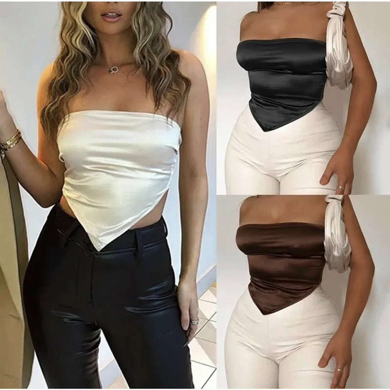 Summer Strapless Scarf Crop Top