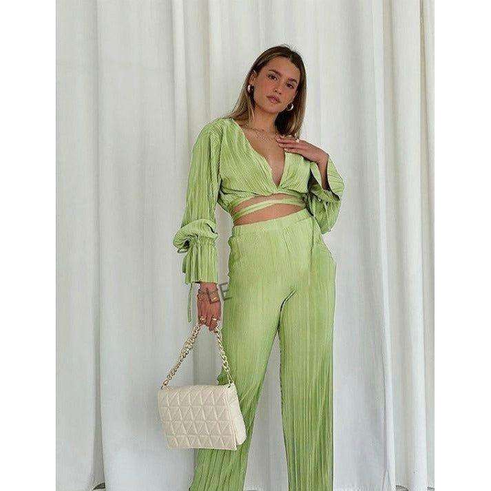 High Waisted Pants and Top Set