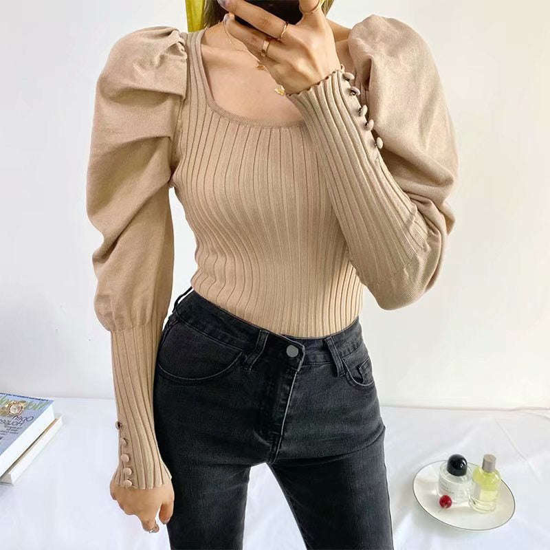 Knitted Puffy Shoulder Seater Bodysuit