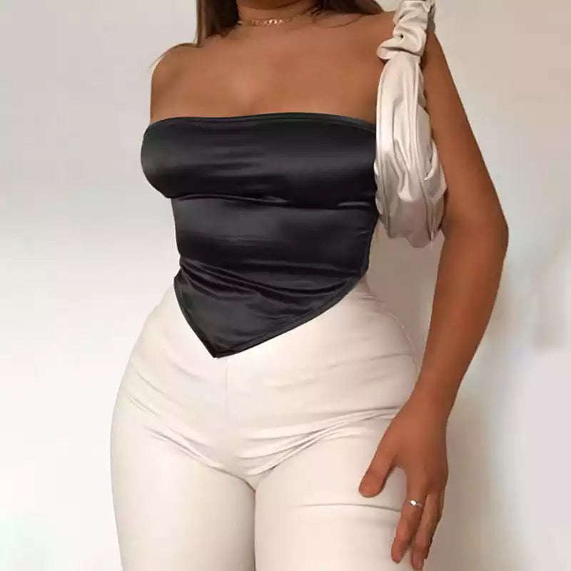 Summer Strapless Scarf Crop Top