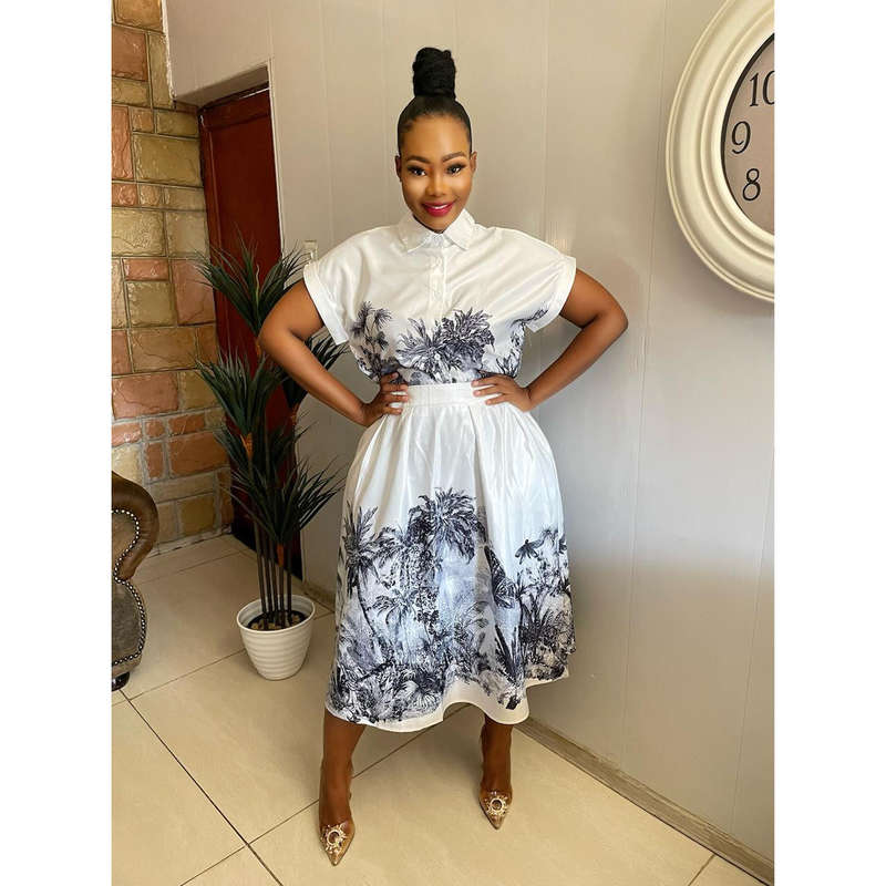Forest Print Shirt and Skirt Set