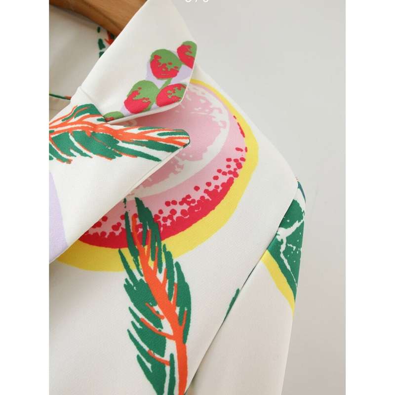 Double Breasted Print Blazer - M
