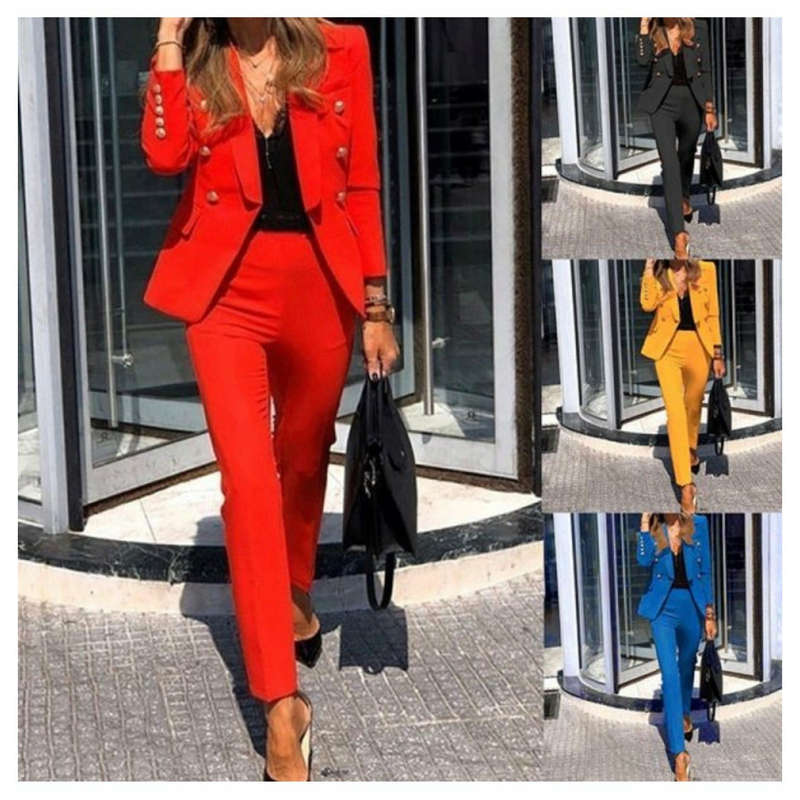 Formal  Suits Blazer And Pants Set - MUSTARD / 3XL