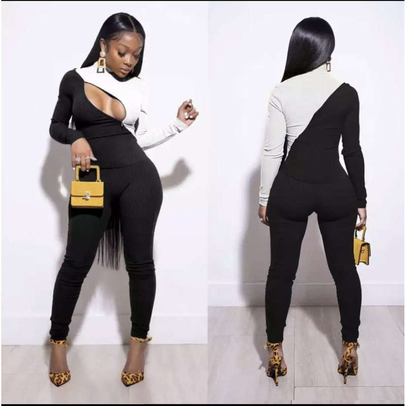Color Stitched Bodycon Jumpsuit