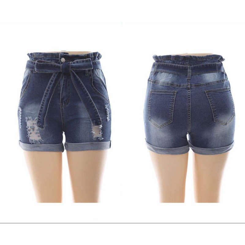 High Waist Distressed Denim Short