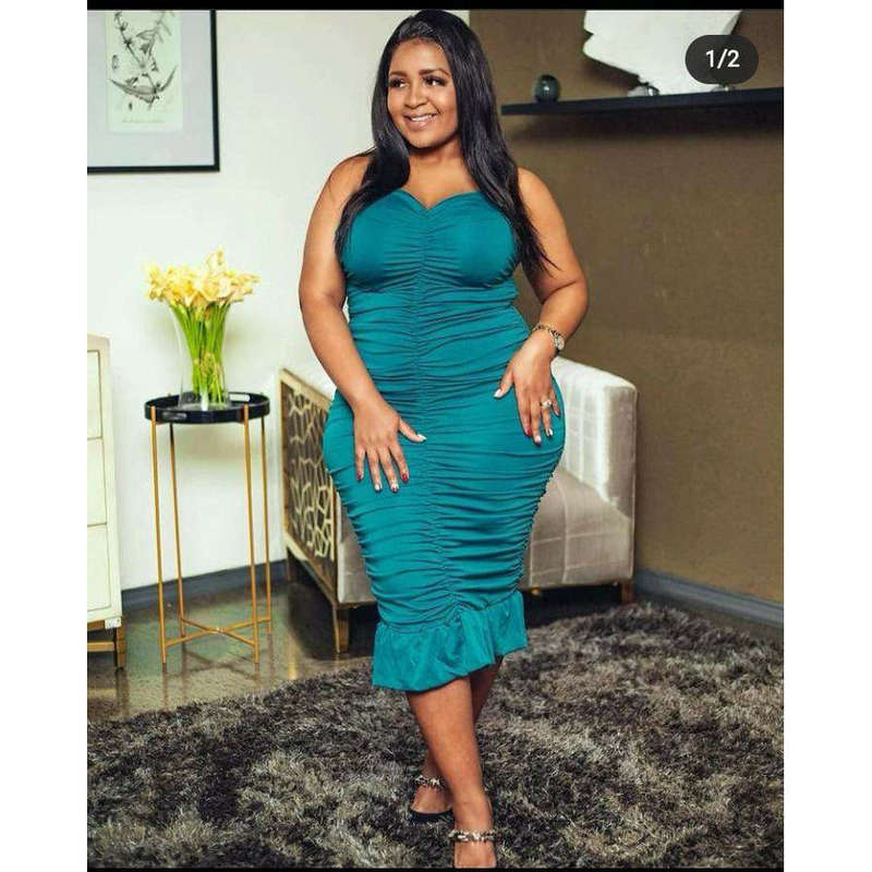 Halter Ruffle Party Midi Dress