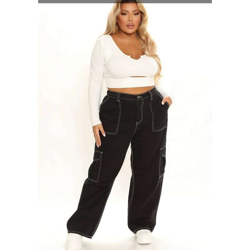 Low Rise Pocket Straight Leg Trousers Streetwear