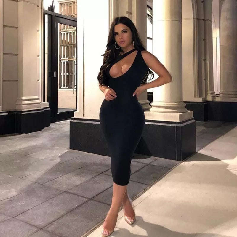 Cut Out Sexy One Shoulder Dress
