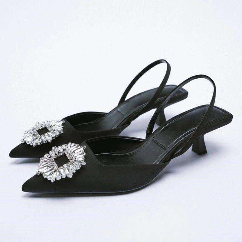 Rhinestones Decorated Pointed Heels Pumps