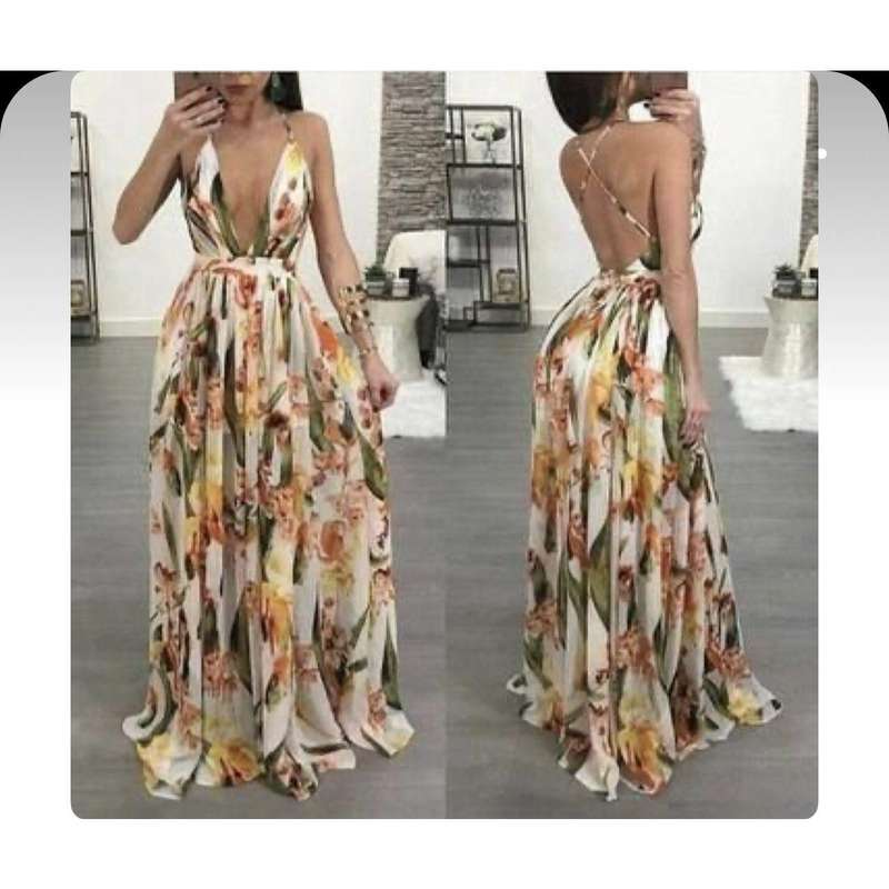 V-Neck Floral print Long Summer Dress