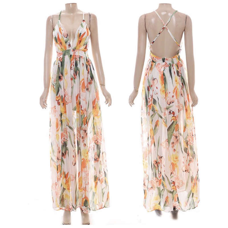 V-Neck Floral print Long Summer Dress