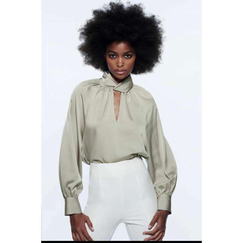 Long Sleeve Satin Blouse