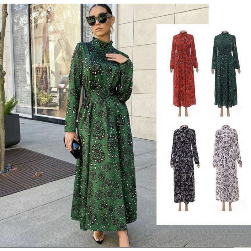 Long Sleeve Round Neck Maxi Dress