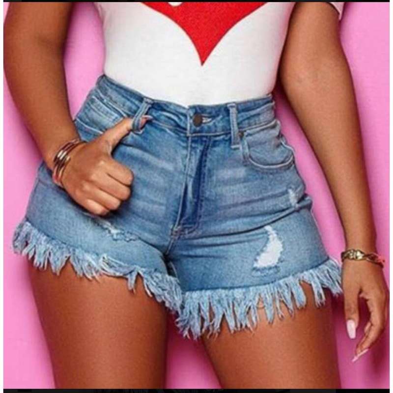 Lovely Casual Tassel Design Blue Shorts