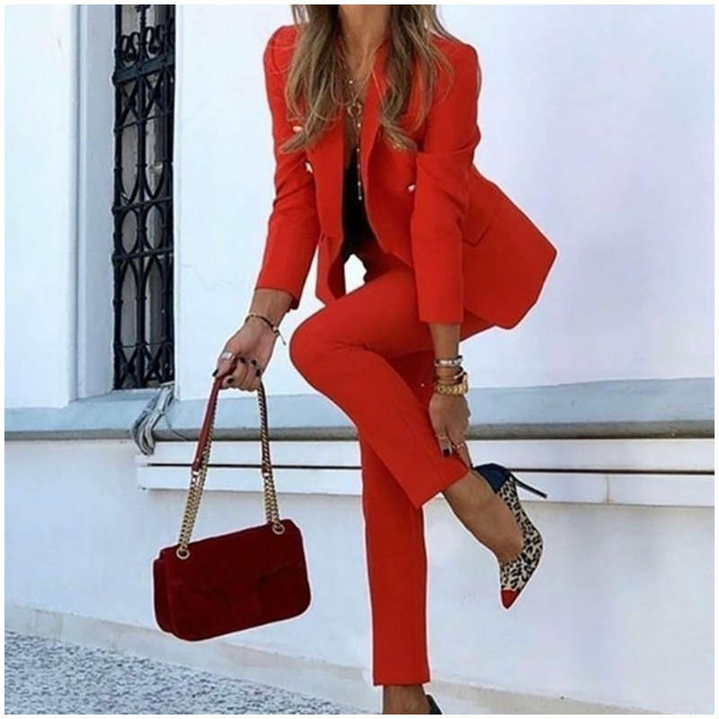 Formal  Suits Blazer And Pants Set - MUSTARD / 3XL